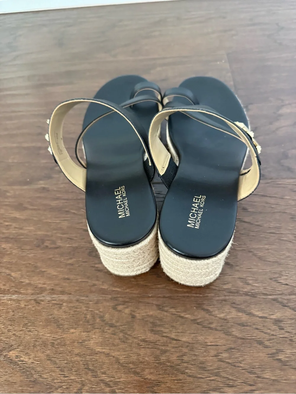 Michael Kors Women's Jilly Espadrille Platform Wedge Sandals Sz 8.5 Black